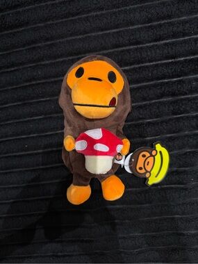 BAPE x Baby Milo Brown Plush Keychain Bag Charm - Orange & Red Accents